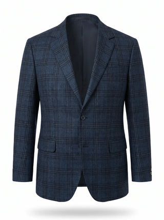 Coppley blue plaid sport coat, alternate front view on white background