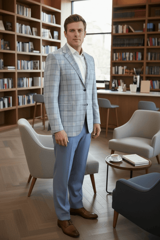 Coppley Blue/White Plaid Sport Coat - Planters Exchange