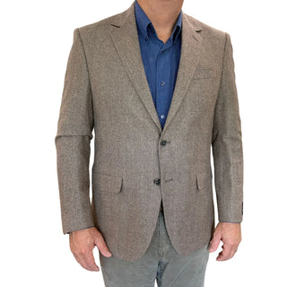 Coppley brown herringbone sport coat in Italian Reda wool, cotton and linen blend - front view