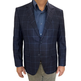 Coppley Navy & Light Blue Windowpane Sport Coat — Italian Reda Wool