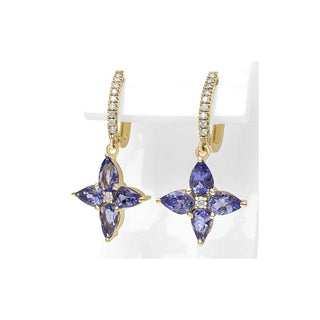 Diamond Mines Earrings 2.87 Carat Tanzanite 14 kt. Yellow gold earrings