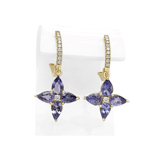 Diamond Mines Earrings 2.87 Carat Tanzanite 14 kt. Yellow gold earrings