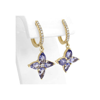 Diamond Mines Earrings 2.87 Carat Tanzanite 14 kt. Yellow gold earrings