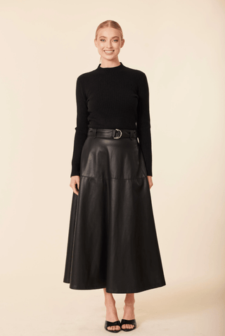 Dolce Cabo Vegan Leather Mock Turtle Long Dress