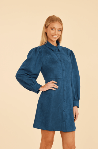 Dolce Cabo Faux Suede Dress - Planters Exchange, Steel Blue / M Dolce Cabo Faux Suede Dress - Planters Exchange, Steel Blue / M