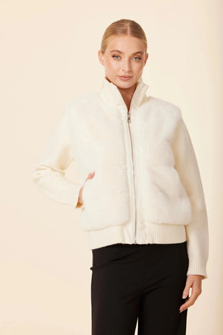 Dolce Cabo Puff Back Jacket w/ Vegan Leather Trim
