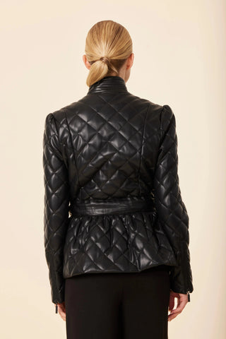 Dolce Cabo Vegan Leather Quilted Peplum Jacket