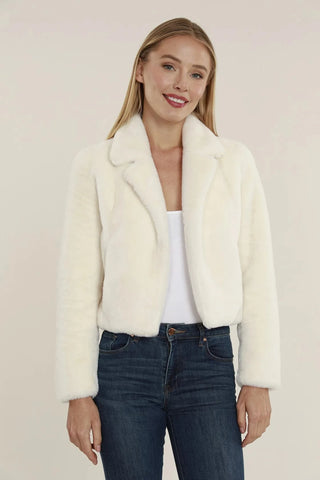 Dolce Cabo Plush Faux Fur Notch Collar Jacket