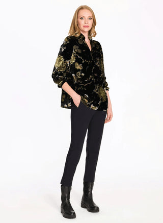 Estelle & Finn Women's Shirts & Tops Velvet Floral / XS Estelle and Finn Back Pleated Floral Top