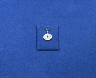 Pink Oval Charm w/ Bezel Set Gemstone