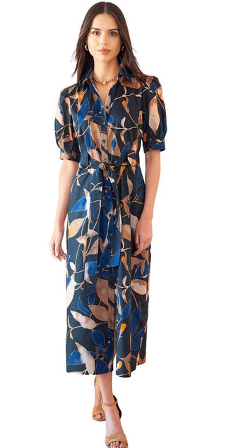 Finley Shirts Women's Dresses Black/Navy/Gold / XS Finley Harper Floral Column Midi Dress