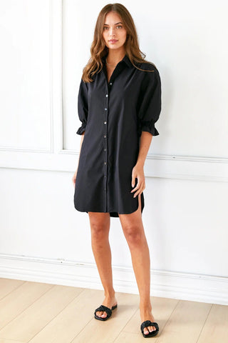 Finley Shirts Women's Dresses Black / XS Finley Miller Solid Stretch Shift Shirtdress