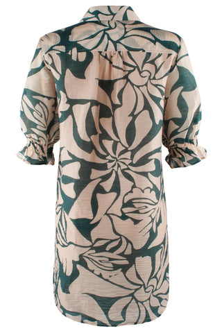 Finley Miller shirt dress in Stepping Stones, back view showing ruched yoke