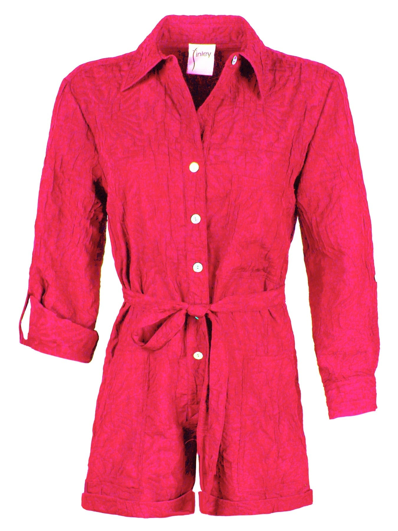 Finley Shirts Women's Jumpsuits Raspberry / S Finley Textured Jacquard Romper