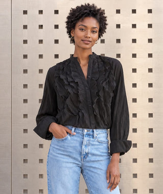 Finley Raffaele Ruffle Shirt Vertical Crush Finley Shirts