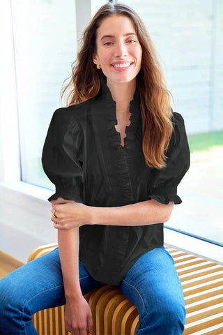 Finley Shirts Women's Shirts & Tops Finley Cici Smocked Ruffle Trim Taffeta Shirt