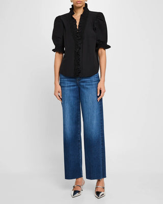 Finley Shirts Women's Shirts & Tops Finley Cici Smocked Ruffle Trim Taffeta Shirt