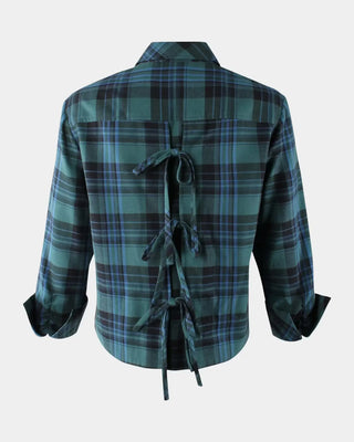 Finley Eugenie Tie-Back Plaid Shirt