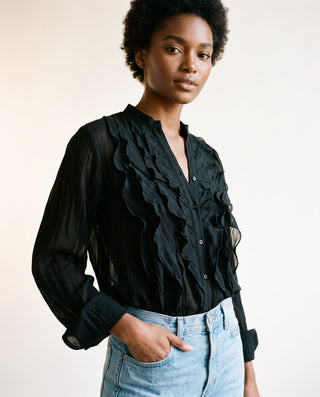 Finley Raffaele Ruffle Shirt Vertical Crush Finley Shirts