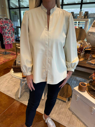 Finley Shirts Women's Shirts & Tops Ivory / XS Finley Catherine Shirt in Ivory Vegan Leather