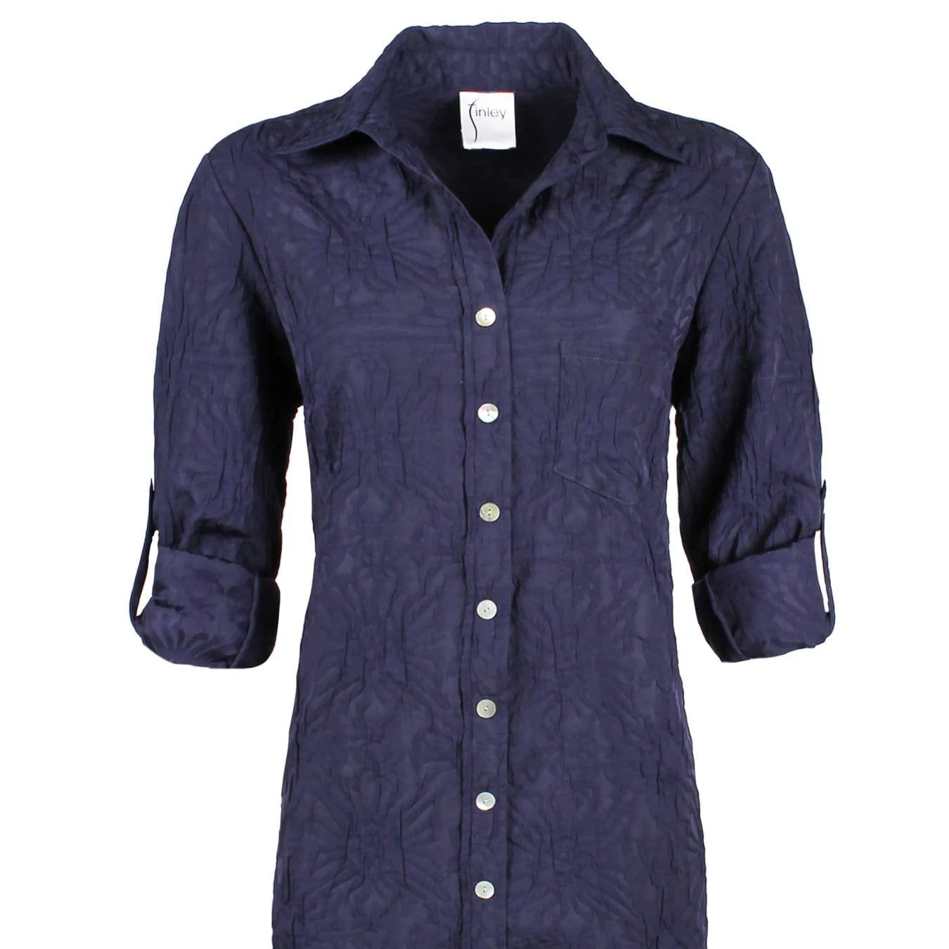 Finley Shirts Women's Shirts & Tops Navy / XS Finley Alex Textured Jacquard Midi Shirtdress
