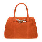 Firenze Handbags Suede Tote Bag with Chain Link