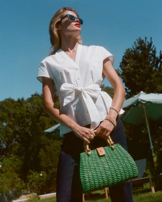 Frances Valentine Rooster Wicker Basket Handbag