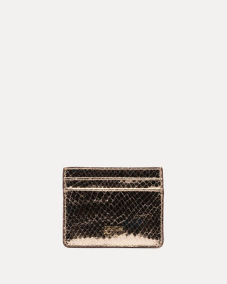 Frances Valentine Card Case Metallic Snake Leather