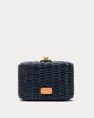 Frances Valentine Handbags Navy Frances Valentine Paige Wicker Box Clutch