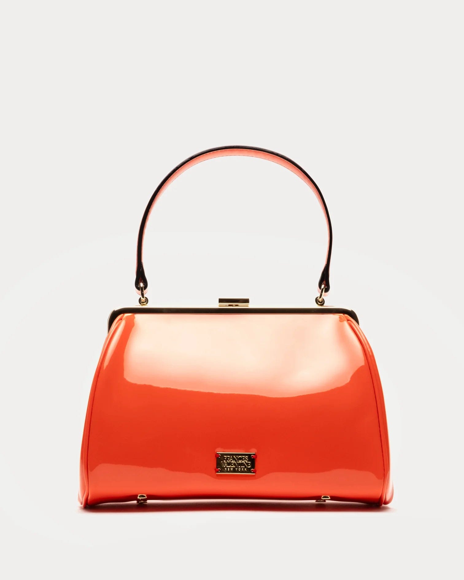 Frances Valentine Frances Frame Bag Patent Leather Orange One Size