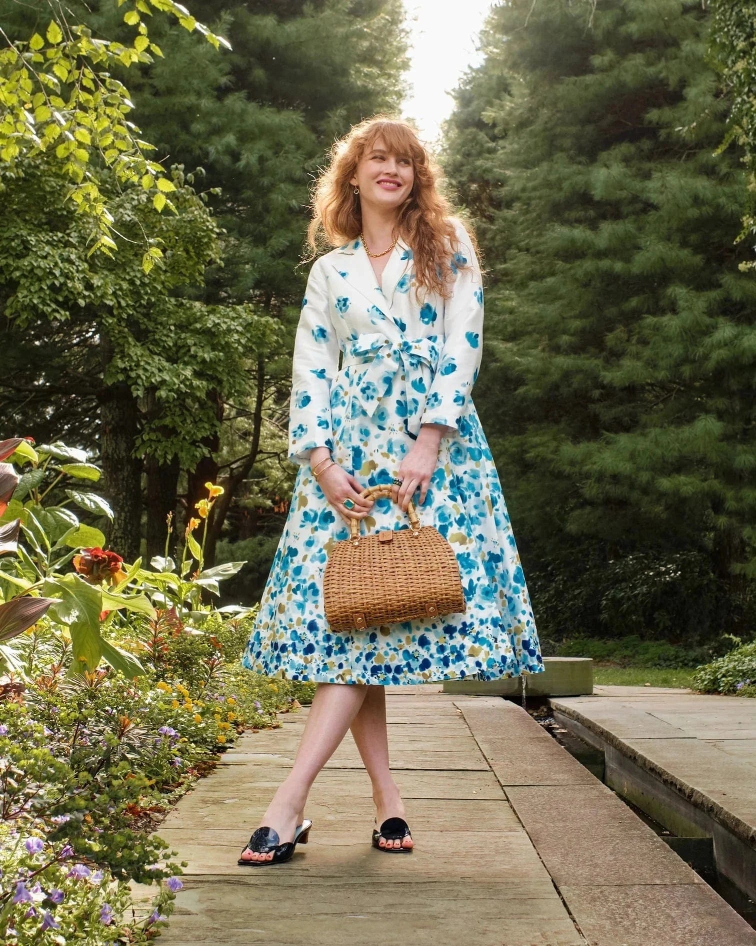 Frances Valentine Lucille Wrap Dress Pocket Full of Posies, Blue, Size XL Frances Valentine Lucille Wrap Dress Pocket Full of Posies, Blue, Size XL