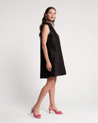 Diplomat Mini Dress Sleeveless Solid Dupioni Black