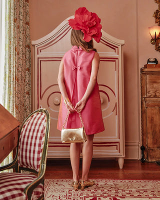 Diplomat Mini Dress Sleeveless Solid Dupioni Coral