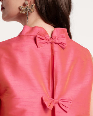 Diplomat Mini Dress Sleeveless Solid Dupioni Coral