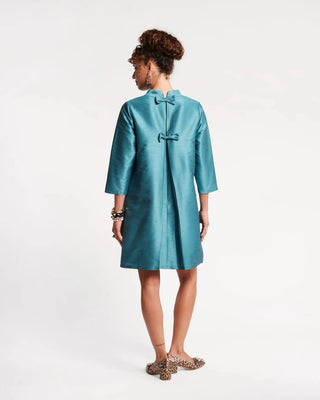 Frances Valentine Diplomat Mini Dress Solid Dupioni Teal