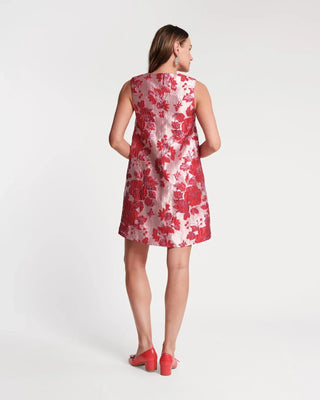 Frances Valentine Lilly Shift Dress Metallic Floral Jacquard