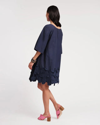 ZINNIA NAVY dress with scalloped hem