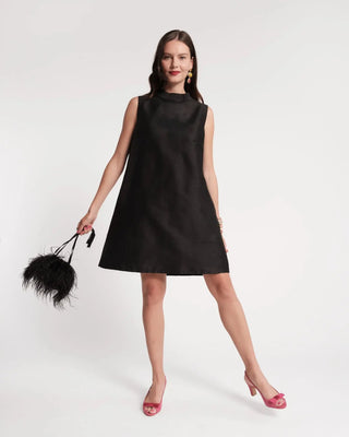 Diplomat Mini Dress Sleeveless Solid Dupioni Black