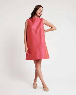 Diplomat Mini Dress Sleeveless Solid Dupioni Coral