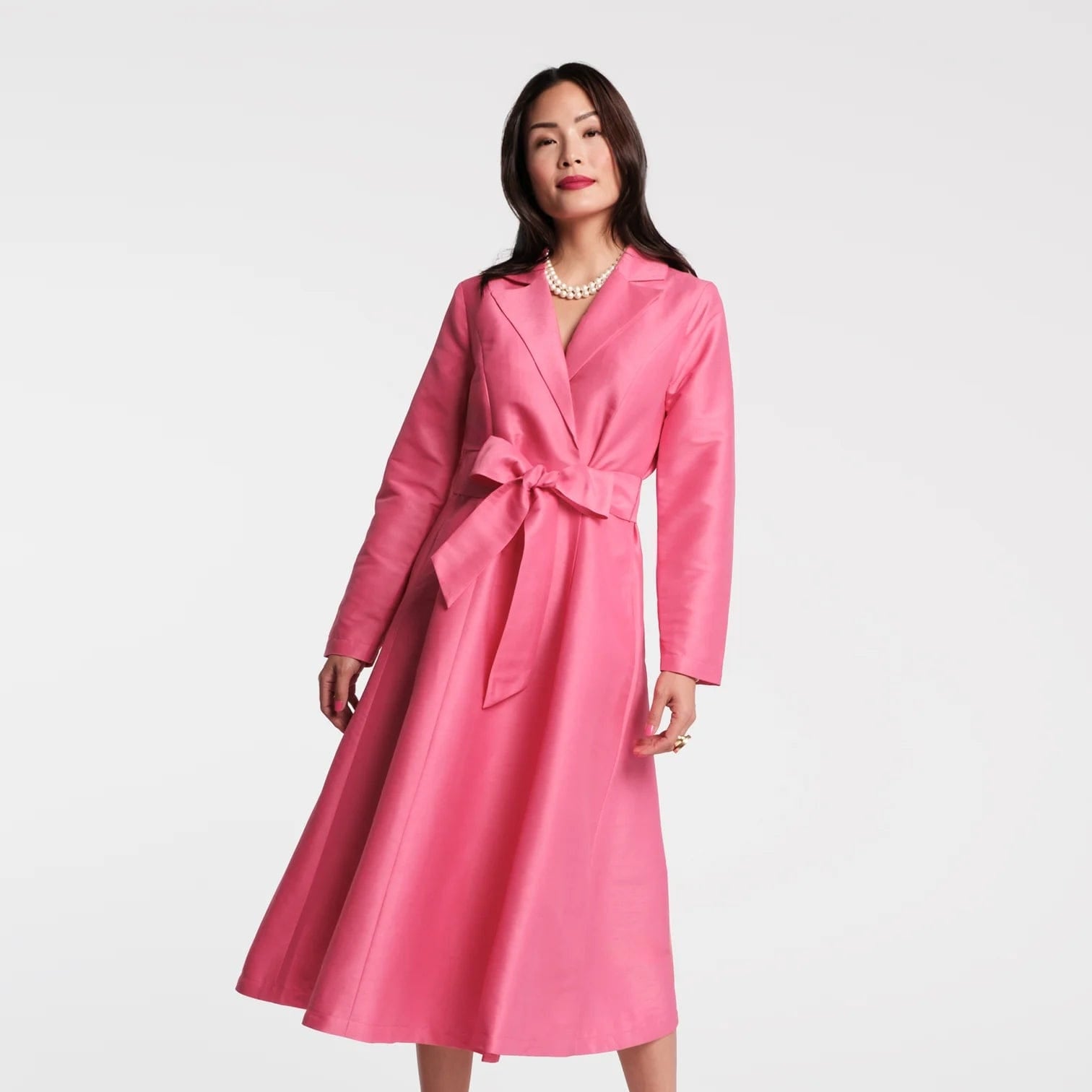 Frances Valentine Women's Dresses Shantung Pink / S Frances Valentine Lucille Wrap Dress