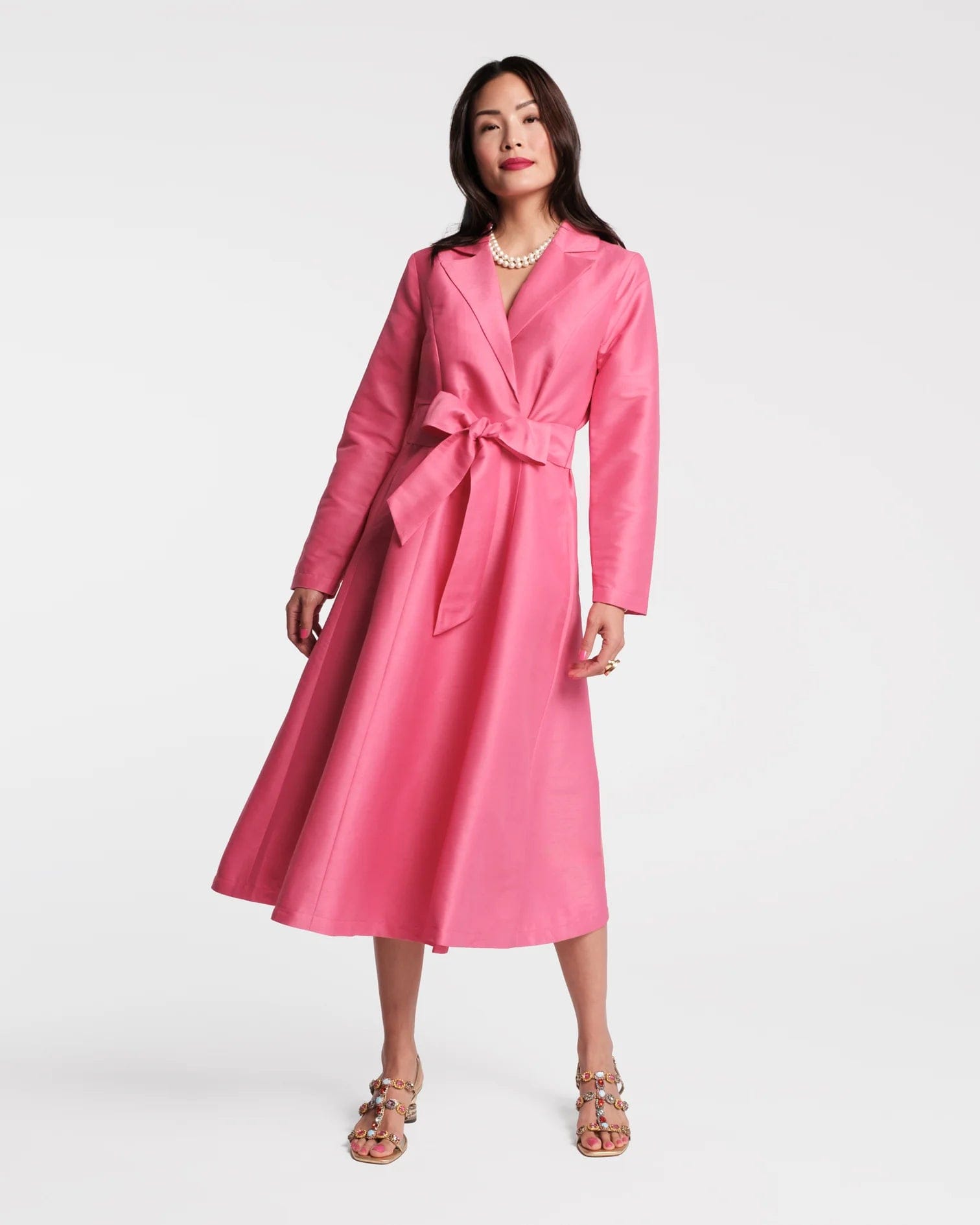 Frances Valentine Women's Dresses Shantung Pink / S Frances Valentine Lucille Wrap Dress