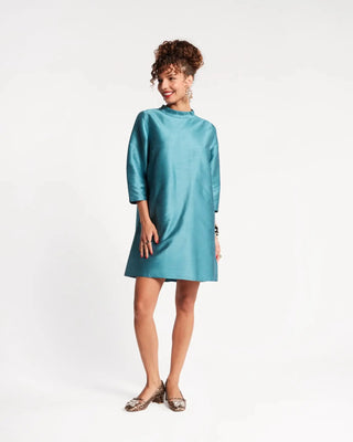 Frances Valentine Diplomat Mini Dress Solid Dupioni Teal