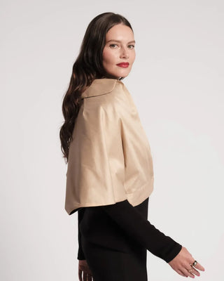 Capelet Solid Dupioni Poly Dupion Camel/Black