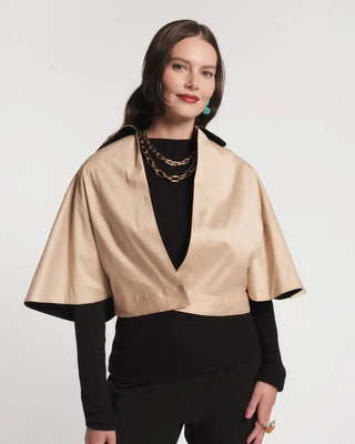 Capelet Solid Dupioni Poly Dupion Camel/Black