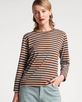 Frances Valentine Women's Shirts & Tops Chocolate/Light Blue / XS Frances Valentine Long Sleeve Striped Shirt Chocolate Light Blue