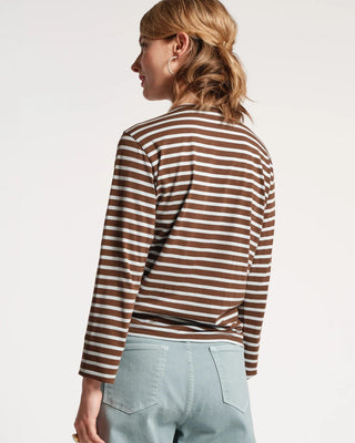 Frances Valentine Women's Shirts & Tops Frances Valentine Long Sleeve Striped Shirt Chocolate Light Blue