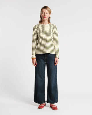 Frances Valentine Women's Shirts & Tops Frances Valentine Long Sleeve Striped Shirt Oyster Green