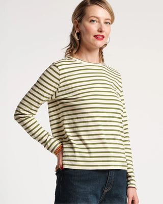 Frances Valentine Women's Shirts & Tops Frances Valentine Long Sleeve Striped Shirt Oyster Green