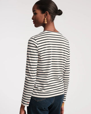 Frances Valentine Long Sleeve Striped T-Shirt Black/Oyster