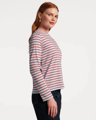 Frances Valentine Long Sleeve Striped Tee Shirt Red/Light Blue - Planters Exchange